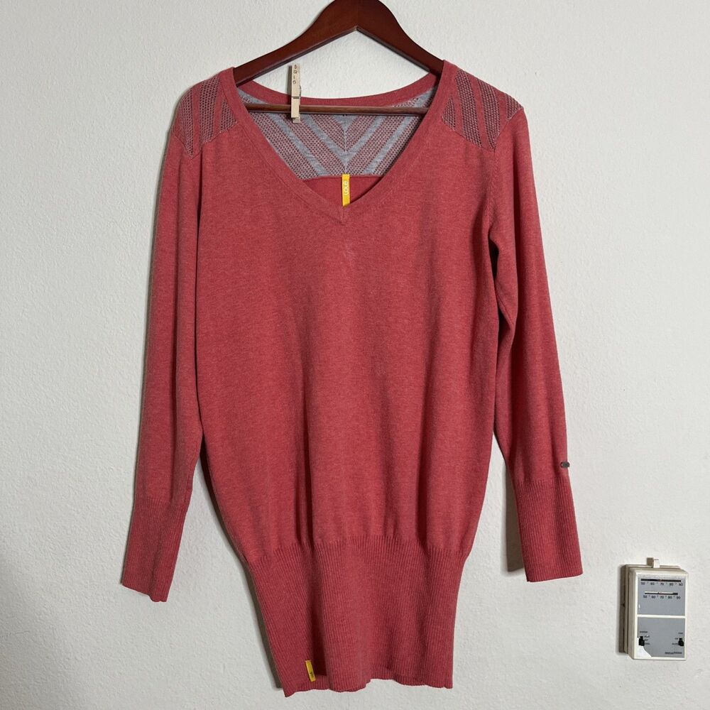 Lole Long Sleeve Knit V Neck Salmon Pink Lounge Tunic Blousen Sweater Top SZ S